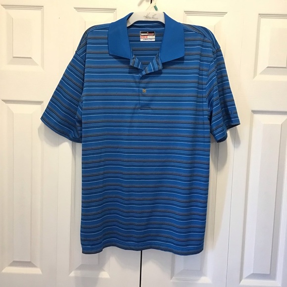 Men's Grand Slam Airflow Classic-Fit Striped Performance Golf Polo Size Large - Picture 2 of 6
